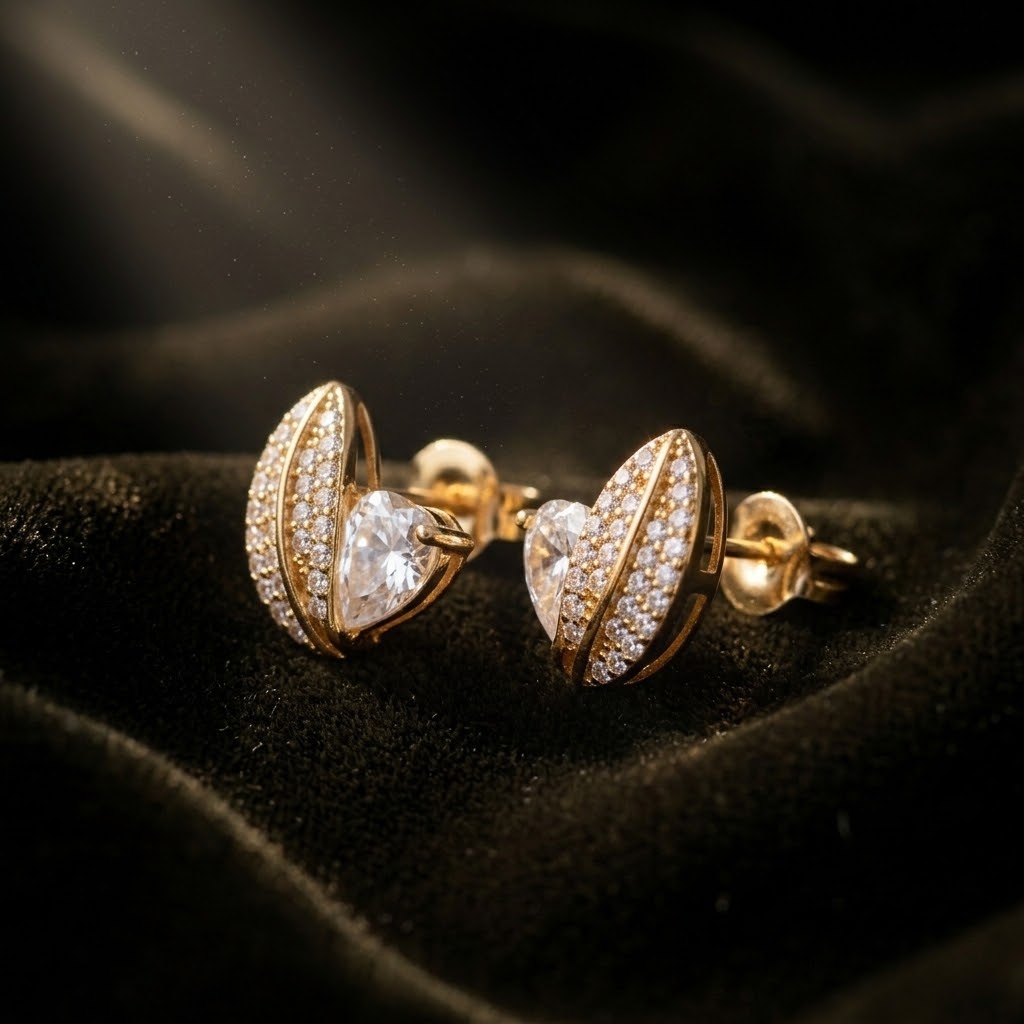 Aurelia Split-Heart American Diamond Studs