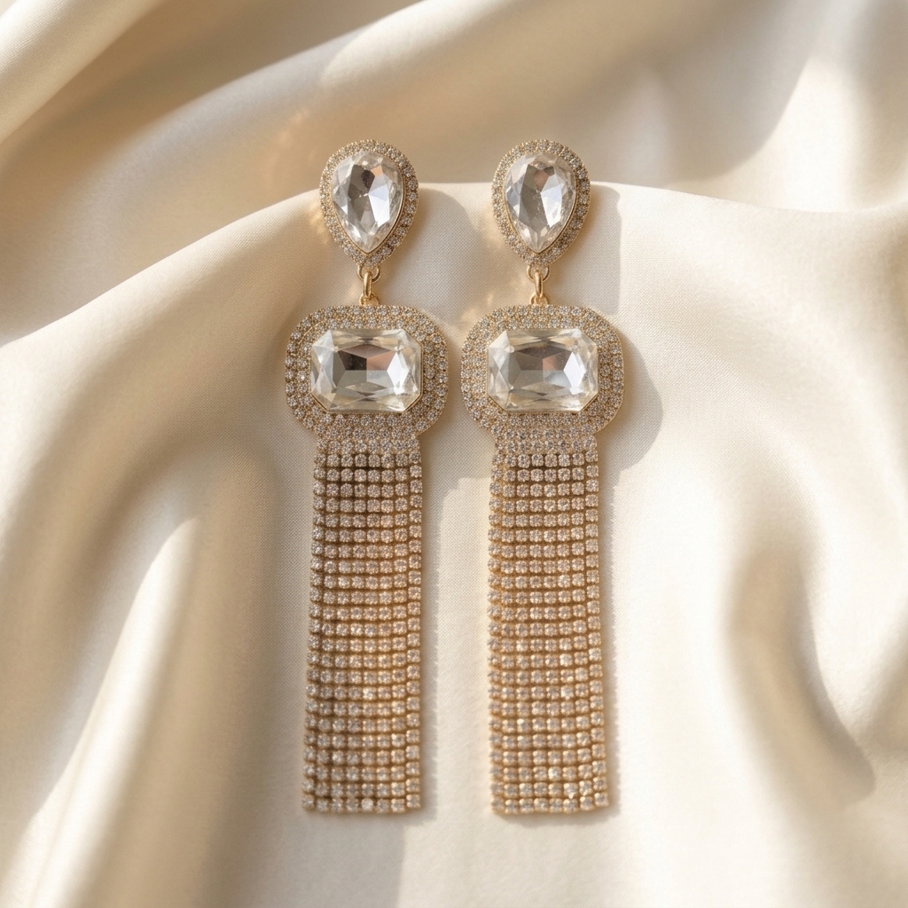 Grand Waterfall Crystal & Gold-Tone Dangle Earrings - view 2