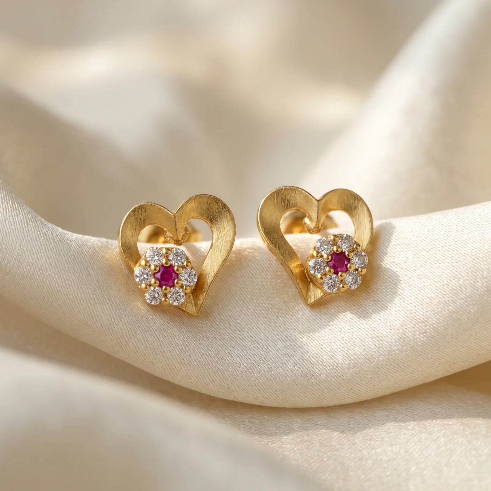 18K Gold Plated Heart Studs