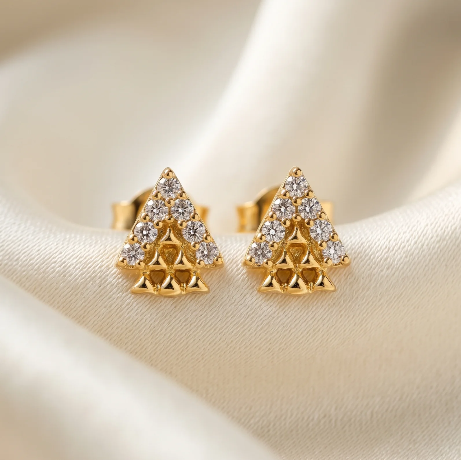 Premium 18K Gold Plated Triangle Stud Earrings - view 1