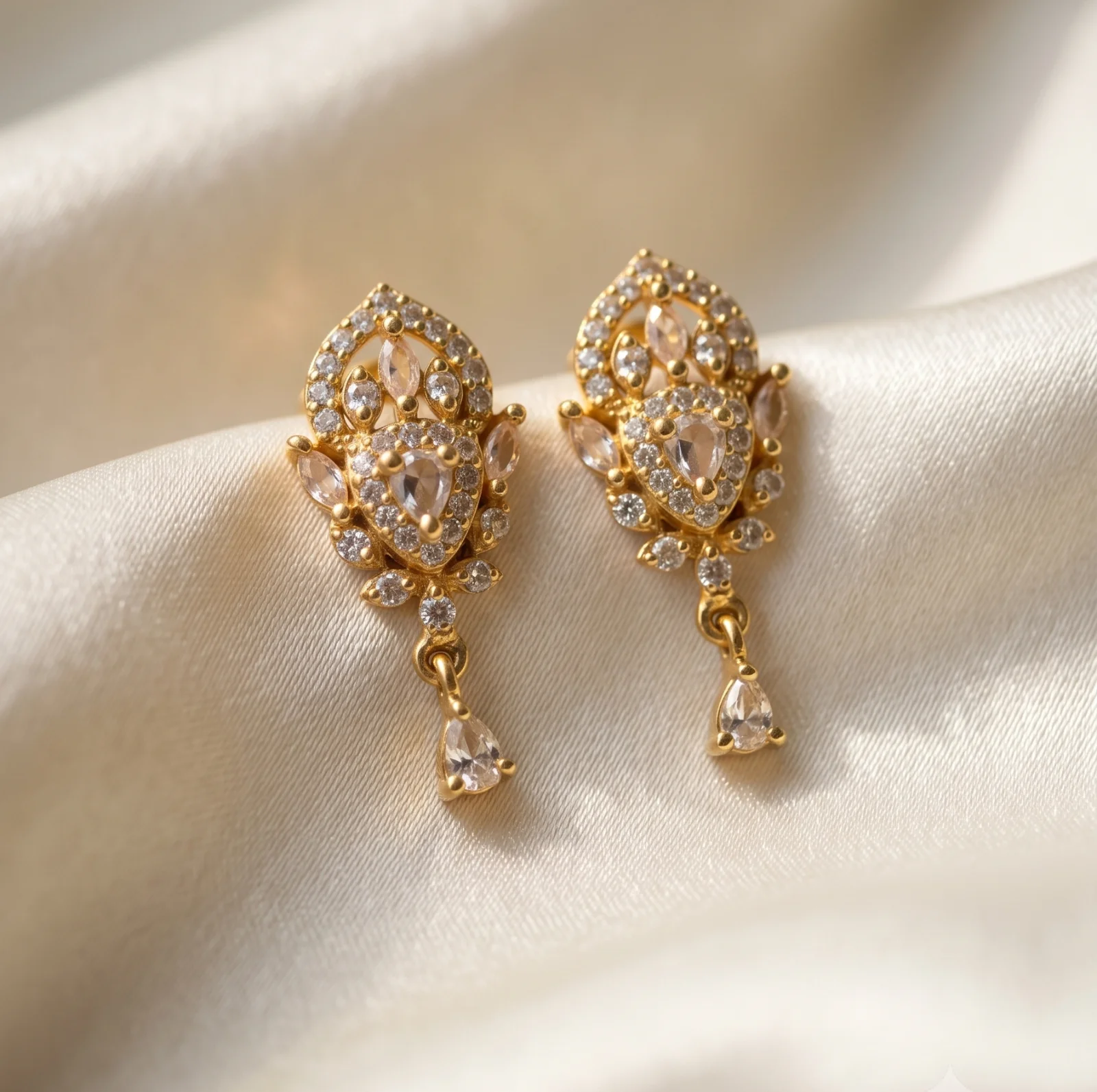 Luxury 18K Gold Plated Intricate AD Drop Earrings for Women - view 1