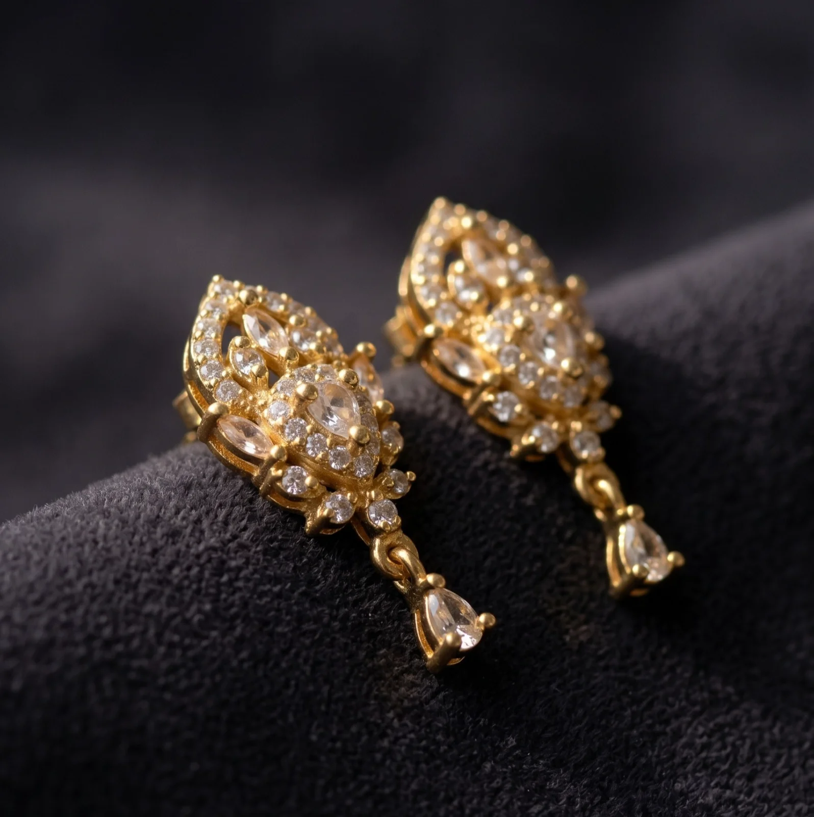 Luxury 18K Gold Plated Intricate AD Drop Earrings for Women - view 2