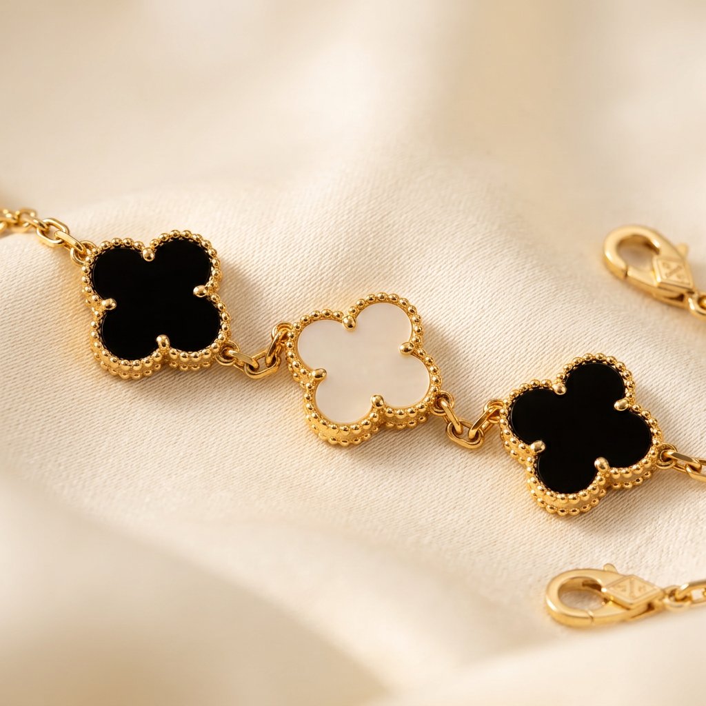 Sinorah Reversible Five Leaf Clover Bracelet for Women & Girls | Adjustable Chain | Gift for Her - view 2