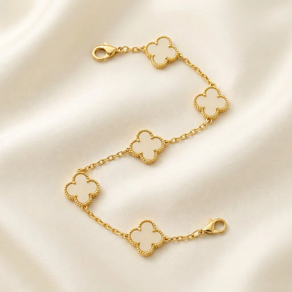 Sinorah Reversible Five Leaf Clover Bracelet for Women & Girls | Adjustable Chain | Gift for Her - view 3