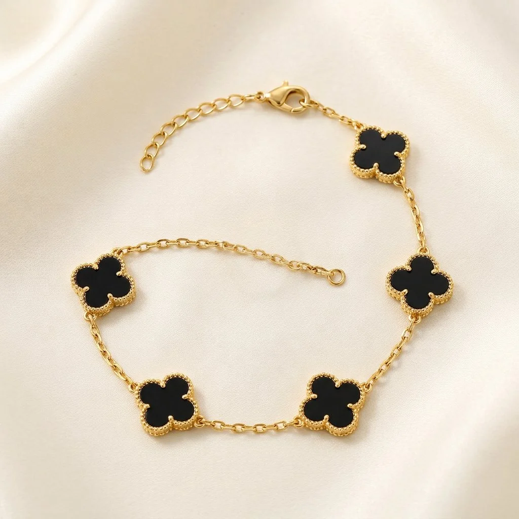 Sinorah Reversible Five Leaf Clover Bracelet for Women & Girls | Adjustable Chain | Gift for Her - view 4