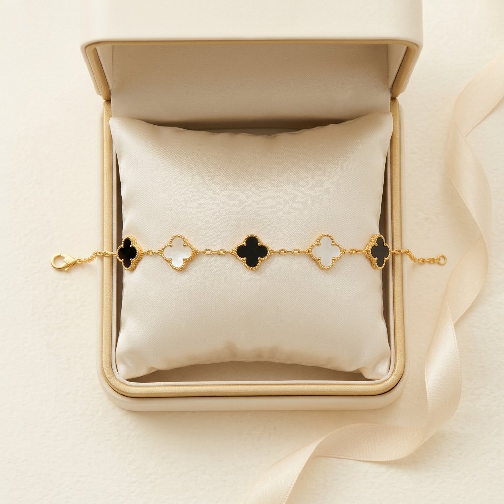 Sinorah Reversible Five Leaf Clover Bracelet for Women & Girls | Adjustable Chain | Gift for Her - view 5