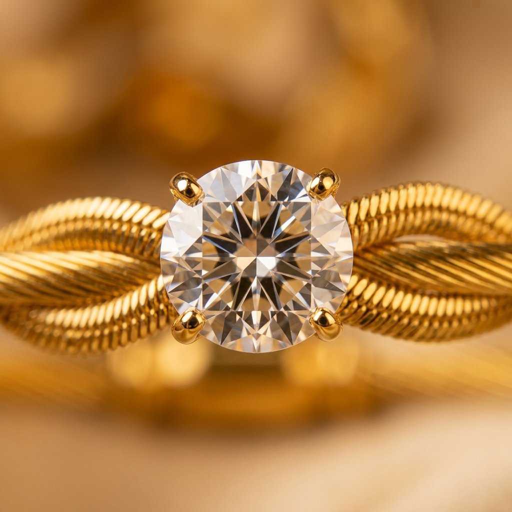 Magnetic Lock Kada Bracelet – Gold-Tone Twisted Wire Solitaire Bangle | For Sizes 2.0, 2.2, 2.4, 2.6 – Sinorah - view 4