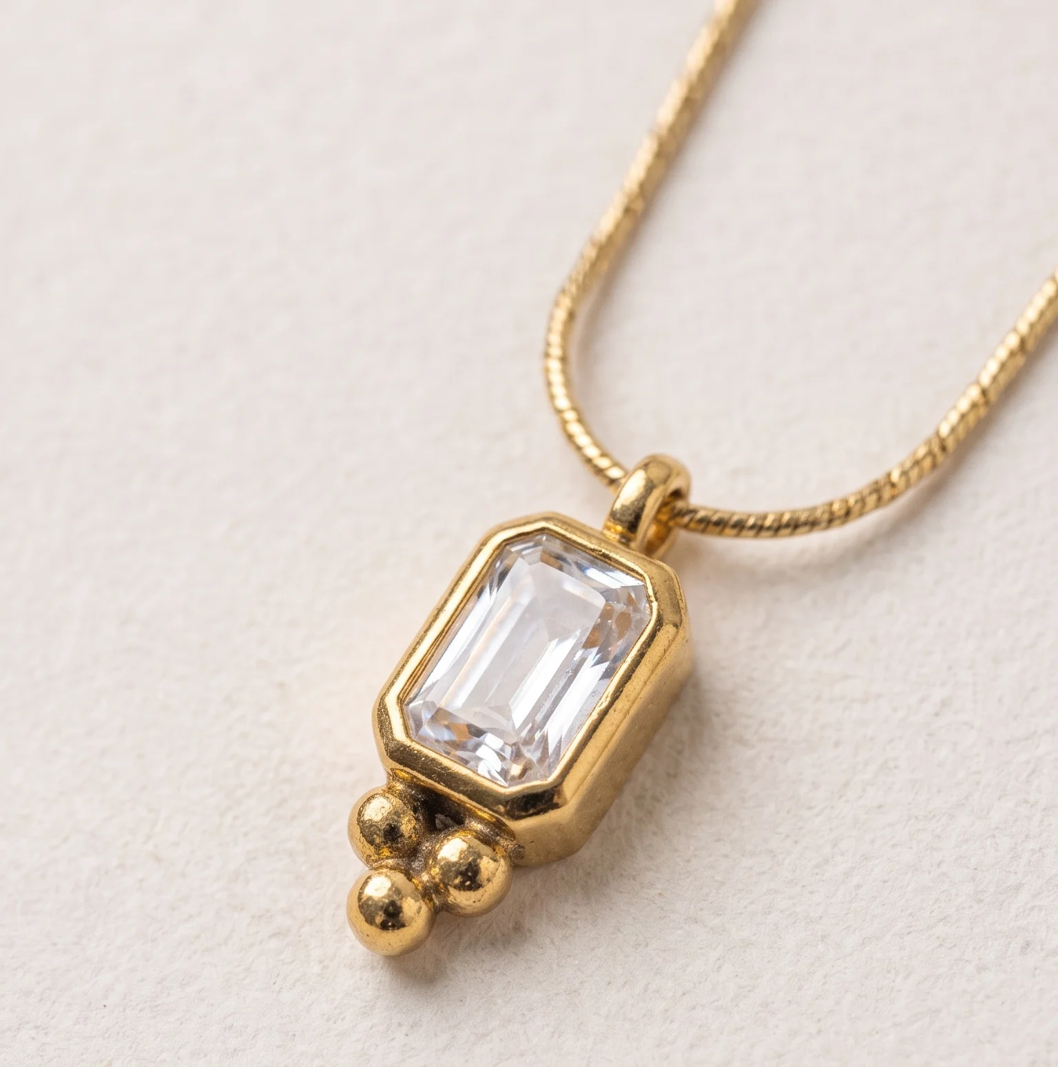Sinorah KIYU ZIYU Anti-Tarnish Rectangular Stone Necklace Set with Matching Earrings - view 3