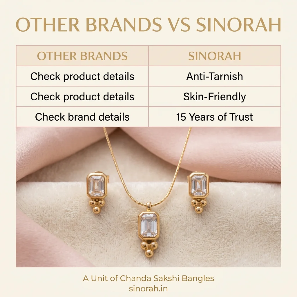 Sinorah KIYU ZIYU Anti-Tarnish Rectangular Stone Necklace Set with Matching Earrings - view 7