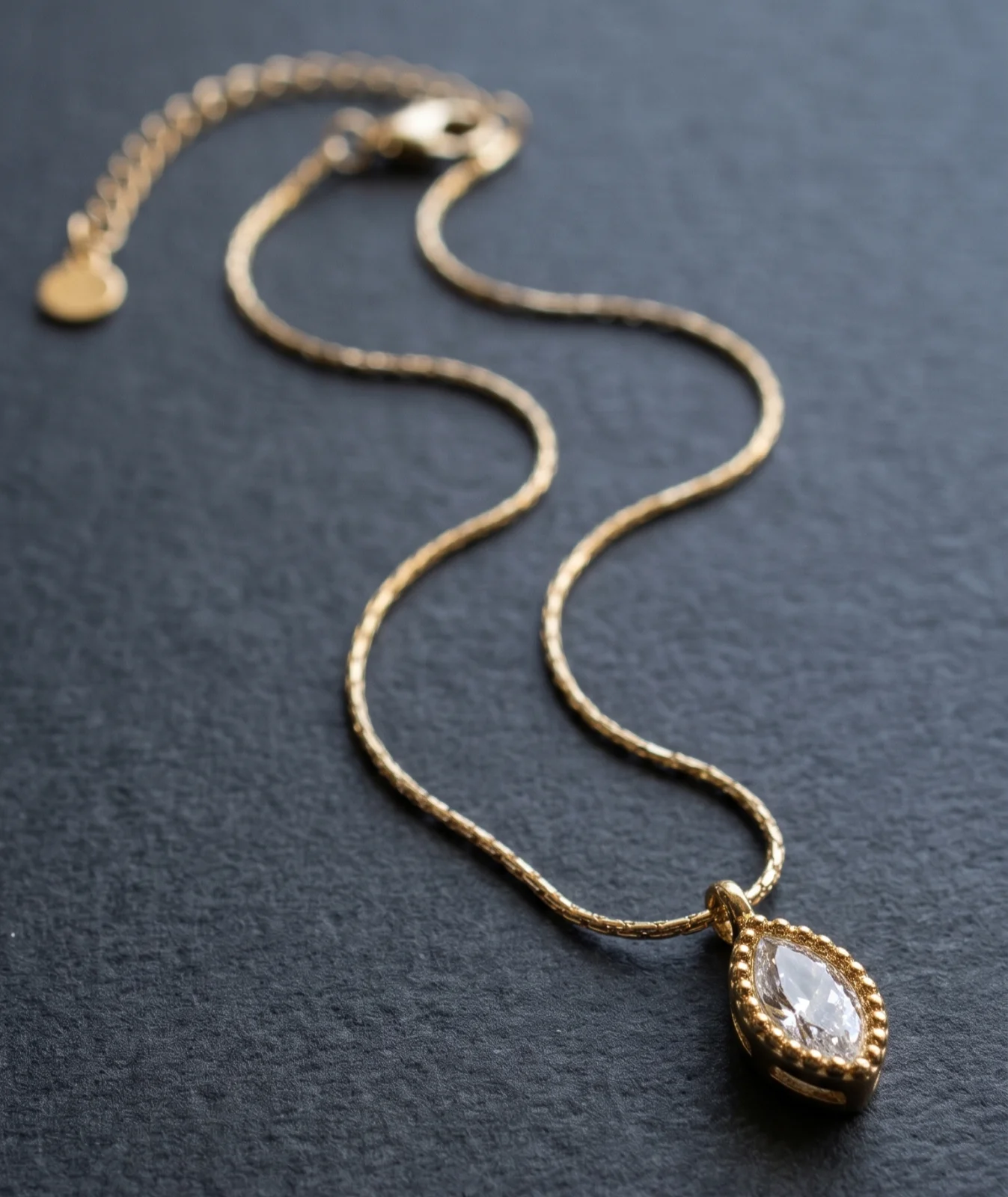 Sinorah Gold-Tone KIYU-ZIYU Marquise Minimal Clear Stone Pendant Necklace - view 3