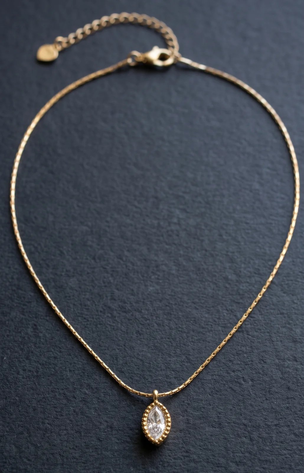 Sinorah Gold-Tone KIYU-ZIYU Marquise Minimal Clear Stone Pendant Necklace - view 4