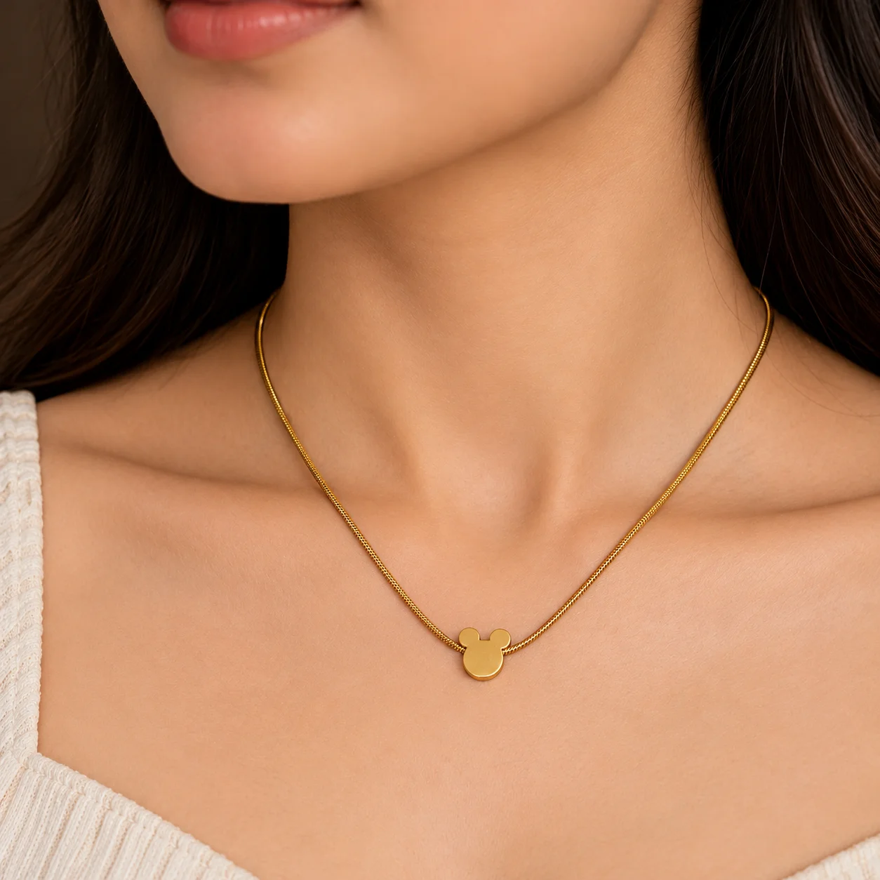 Sinorah KIYU ZIVU Gold-Tone MINIMAL Mouse Silhouette Pendant Necklace